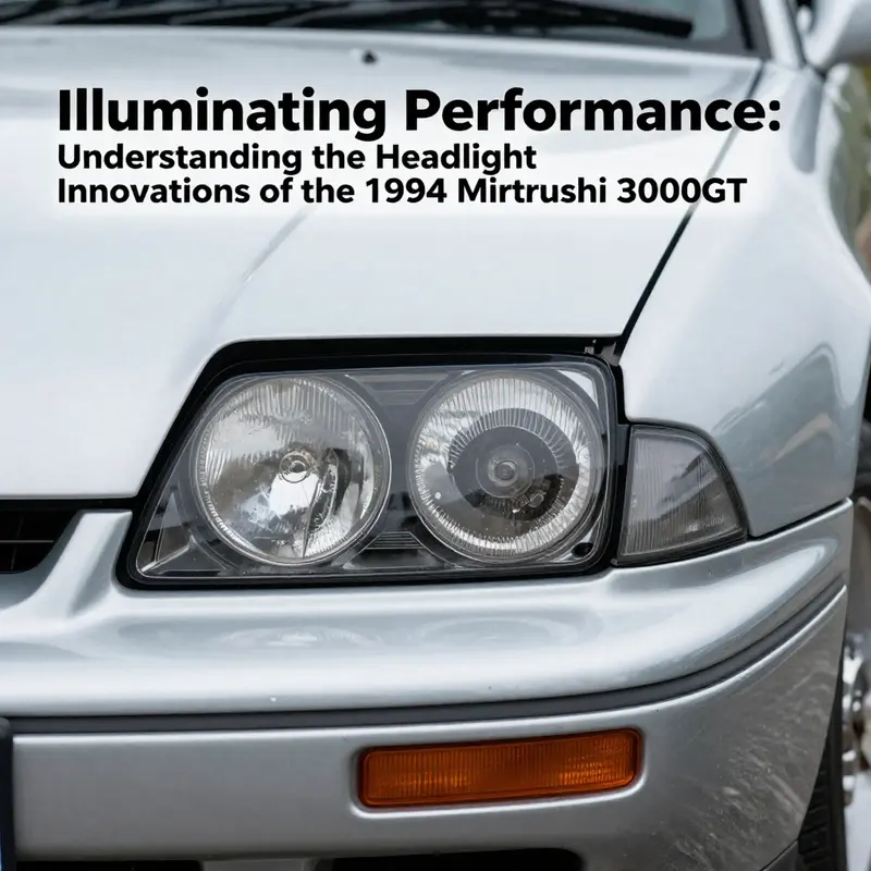 The iconic pop-up headlights of the 1994 Mitsubishi 3000GT, a hallmark of the vehicle’s aesthetic innovation.