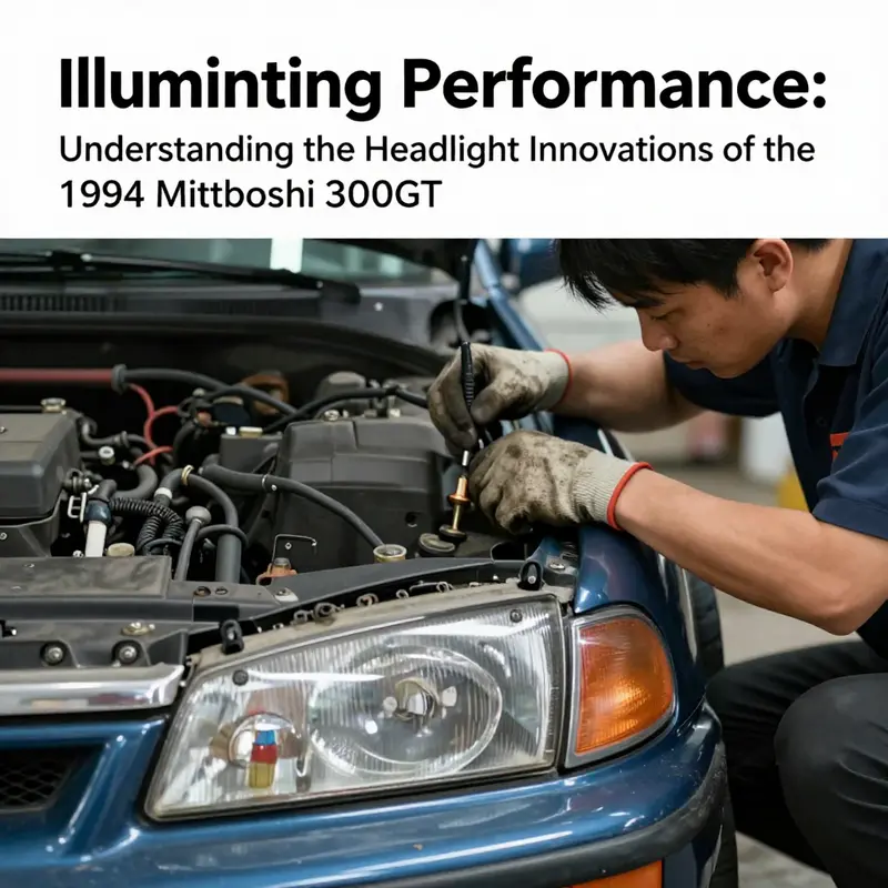 The iconic pop-up headlights of the 1994 Mitsubishi 3000GT, a hallmark of the vehicle’s aesthetic innovation.