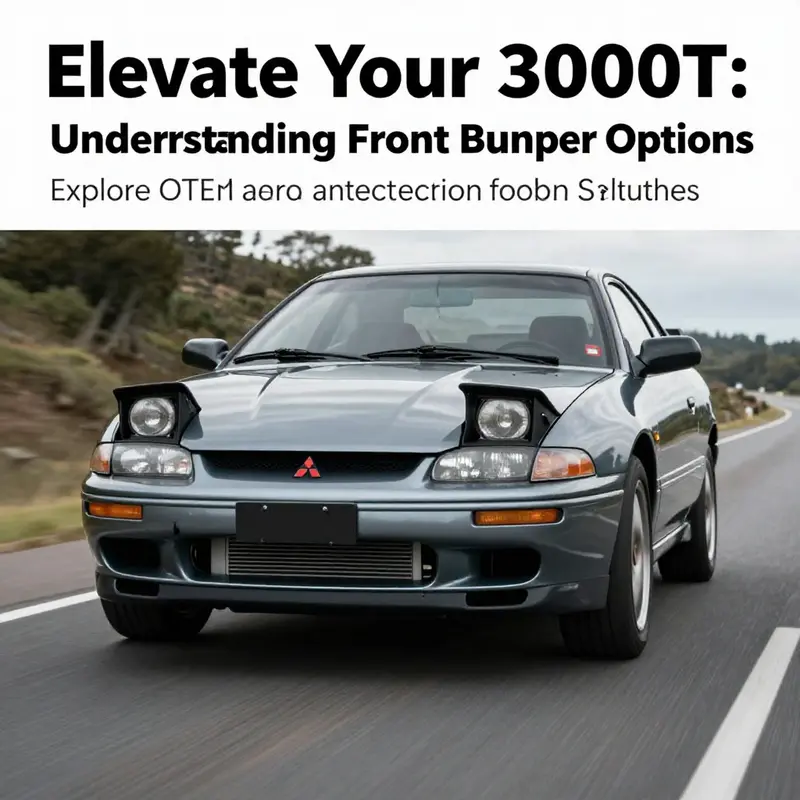 A 1998 Mitsubishi 3000GT cruising along a picturesque road, emphasizing the stylish front bumper.
