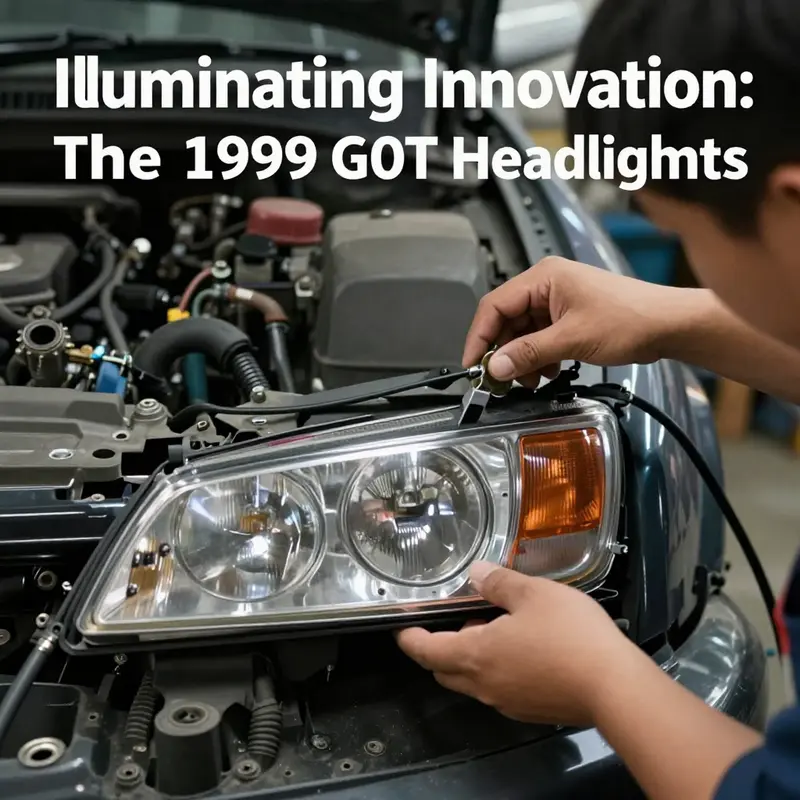 Close-up of the iconic helmet-like headlights of the 1999 Mitsubishi 3000GT.