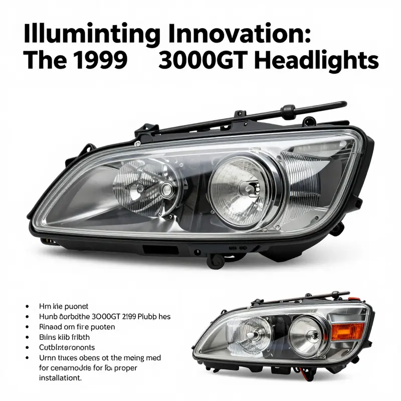 Close-up of the iconic helmet-like headlights of the 1999 Mitsubishi 3000GT.