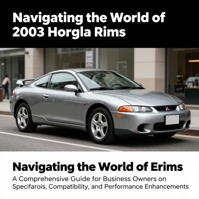 A 2003 Mitsubishi Eclipse parked with a focus on its impressive rims in an urban setting.