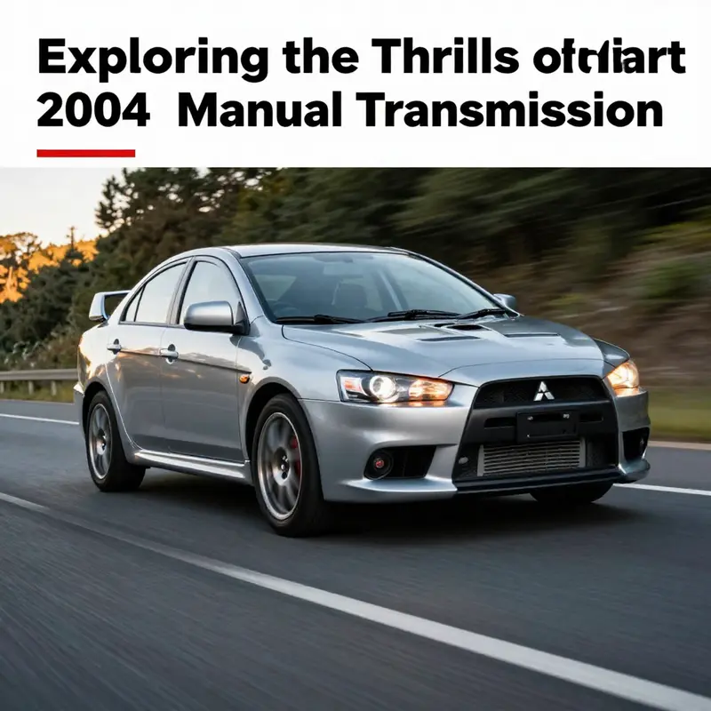 A 2004 Mitsubishi Lancer Ralliart speeding down a scenic road.