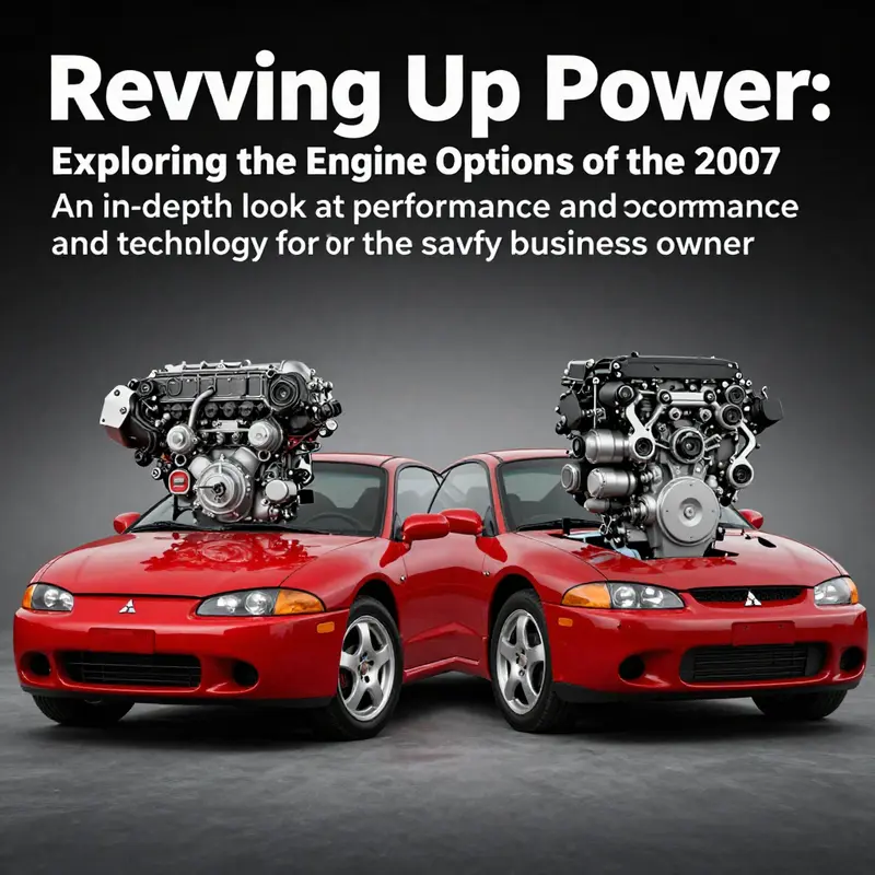 Side view of the 2007 Mitsubishi Eclipse engines, showing both the 2.4L inline-four and 3.5L V6 variants.