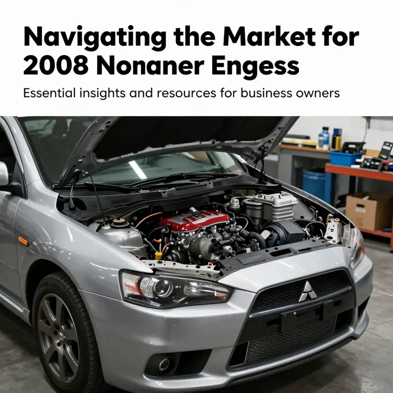 A professional workshop with a 2008 Mitsubishi Lancer undergoing engine repairs.