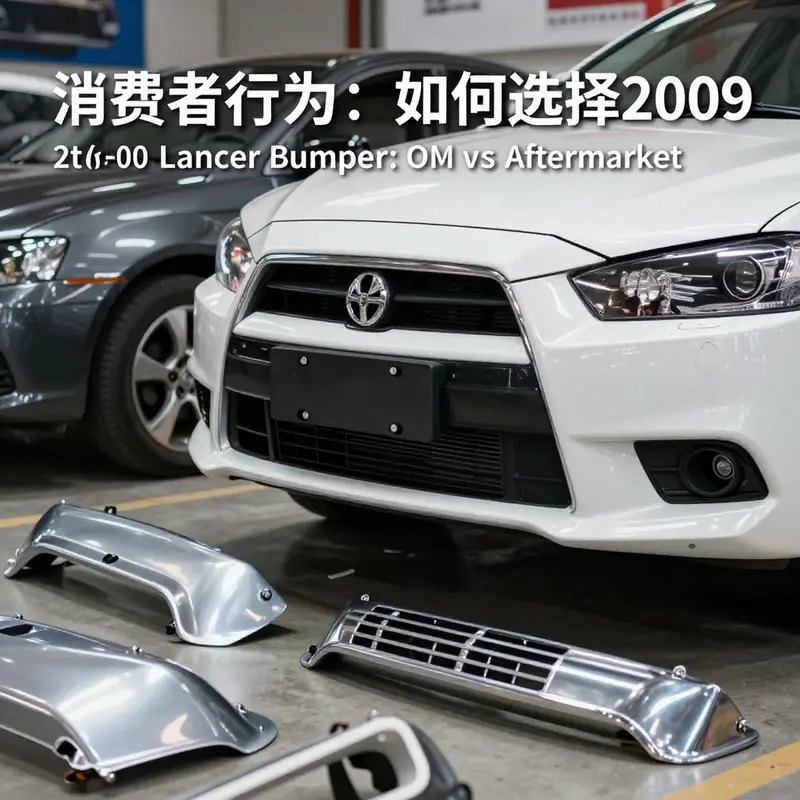 A comparison between OEM and aftermarket bumpers for the 2009 Mitsubishi Lancer, highlighting the variety in options.