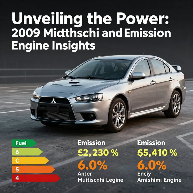 Detailed overview of the 2009 Mitsubishi Lancer engine specifications featuring its four-cylinder layout.