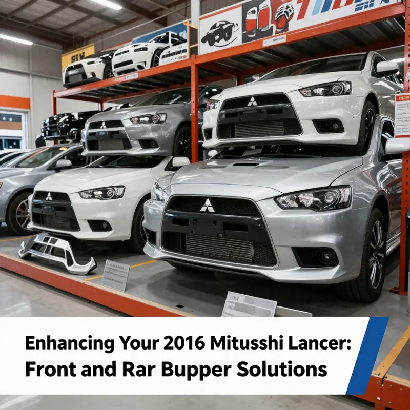 A variety of front and rear bumpers for the 2016 Mitsubishi Lancer showcasing options available in the market.