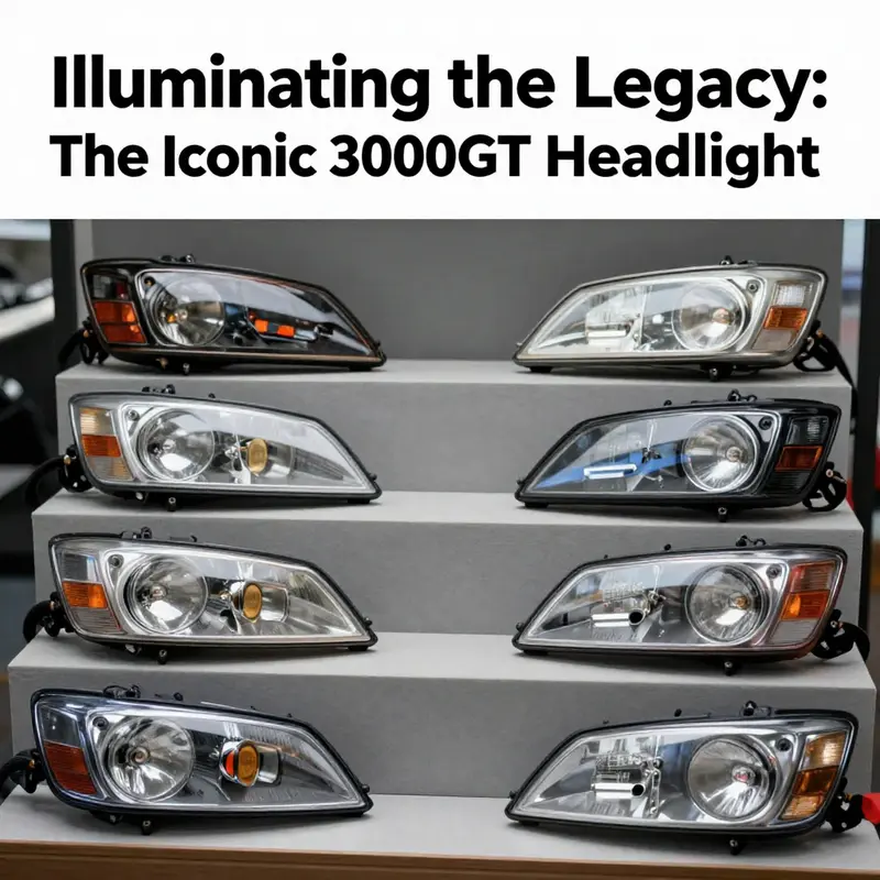 The iconic pop-up headlights of the Mitsubishi 3000GT in action, representing its signature style.