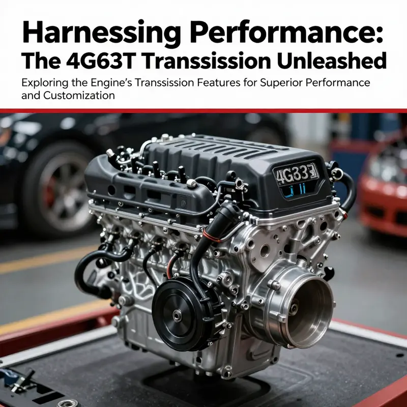 Collage of the 4G63T engine and transmission, symbolizing performance and engineering excellence.
