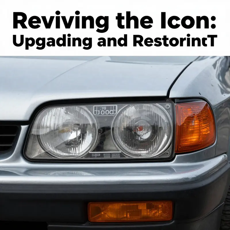 Detailed look at the 1999 Mitsubishi 3000GT headlights, highlighting replacement options.