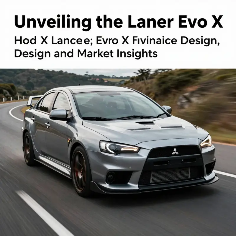 Mitsubishi Lancer Evo X captured in motion with focus on its uniquely styled hood.