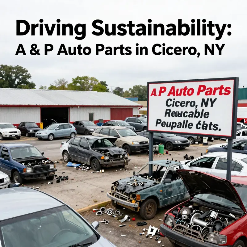 A view of the A & P Auto Parts facility with vehicles being dismantled for reusable parts.