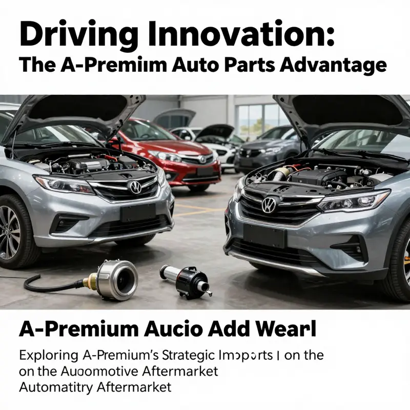 An array of A-Premium auto parts displayed on various vehicles, representing quality and innovation.
