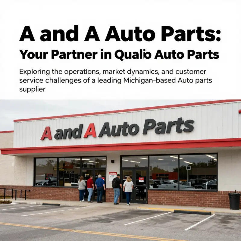 An exterior shot of A and A Auto Parts showcasing the store and satisfied customers engaging with the business.