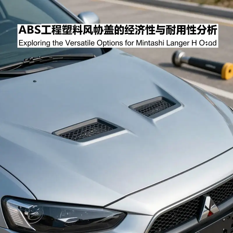 A Mitsubishi Lancer equipped with a lightweight carbon fiber engine hood, highlighting its performance benefits.