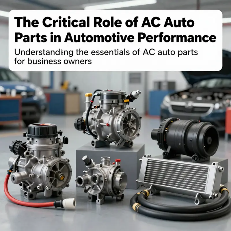 An illustration showcasing various AC auto parts together in a workshop environment, emphasizing their collective importance.