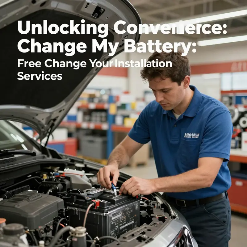 Technician demonstrating battery installation service at Advance Auto Parts.