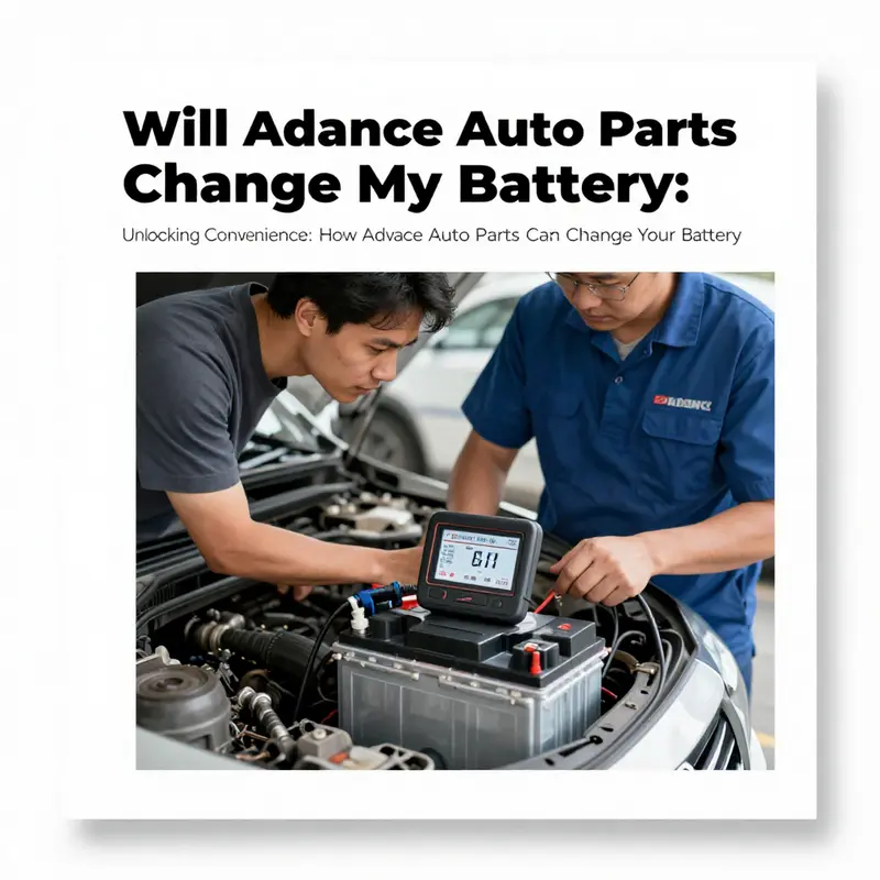 Technician demonstrating battery installation service at Advance Auto Parts.