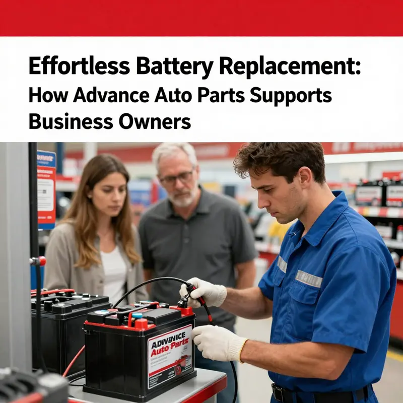 A mechanic conducting a battery test for a customer, showcasing the service offered by Advance Auto Parts.