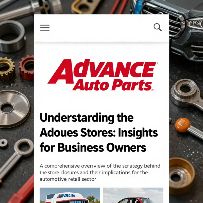 Graphic representation of Advance Auto Parts logo surrounded by automotive tools, illustrating the impact of store closures.