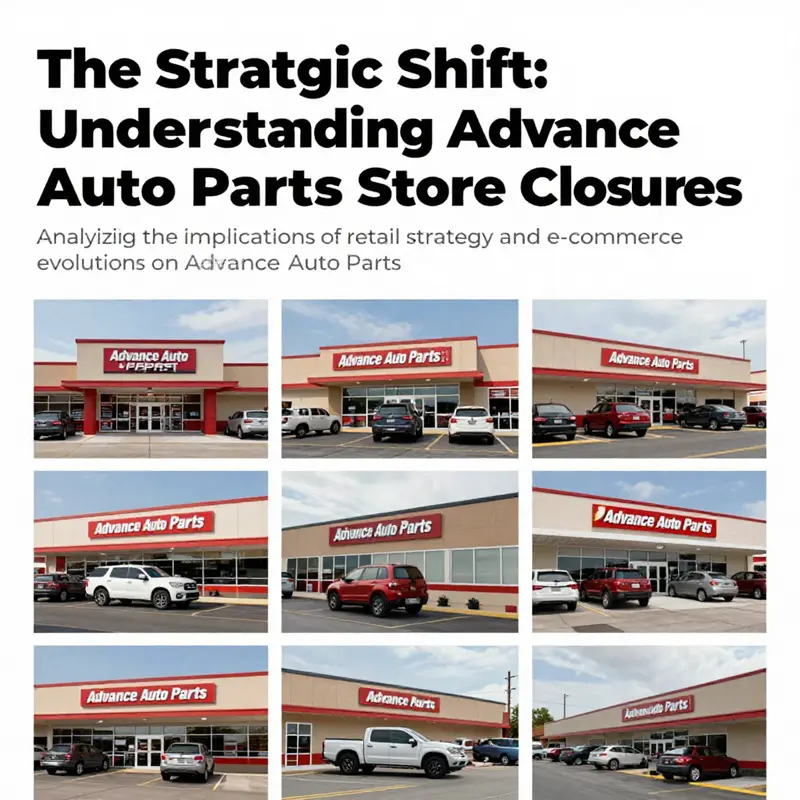 Collage showing images related to Advance Auto Parts closures, consumer behavior changes, and the rise of e-commerce.