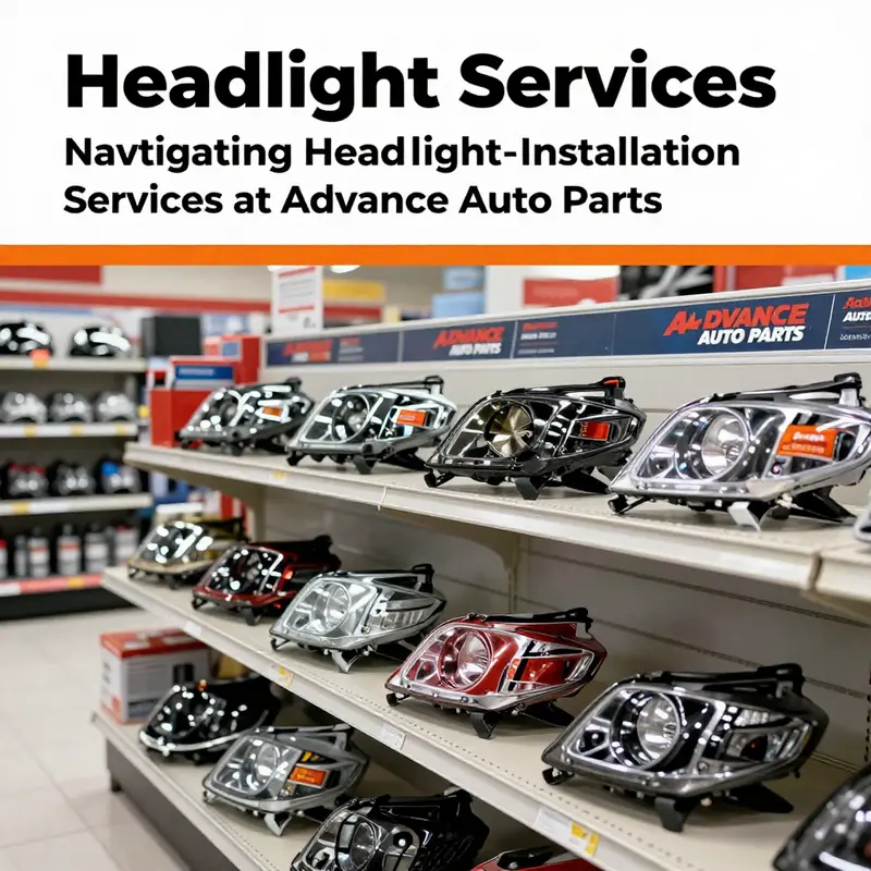 An overview of headlight components available at Advance Auto Parts, emphasizing the focus on product sales over installation services.
