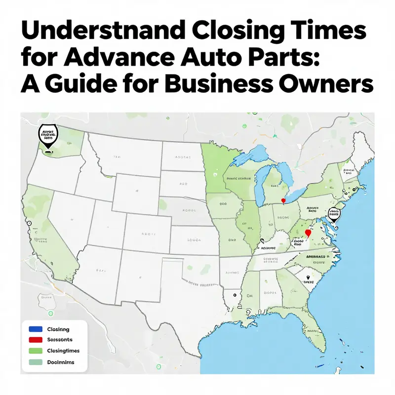 This map illustrates the varying closing times at different Advance Auto Parts locations.