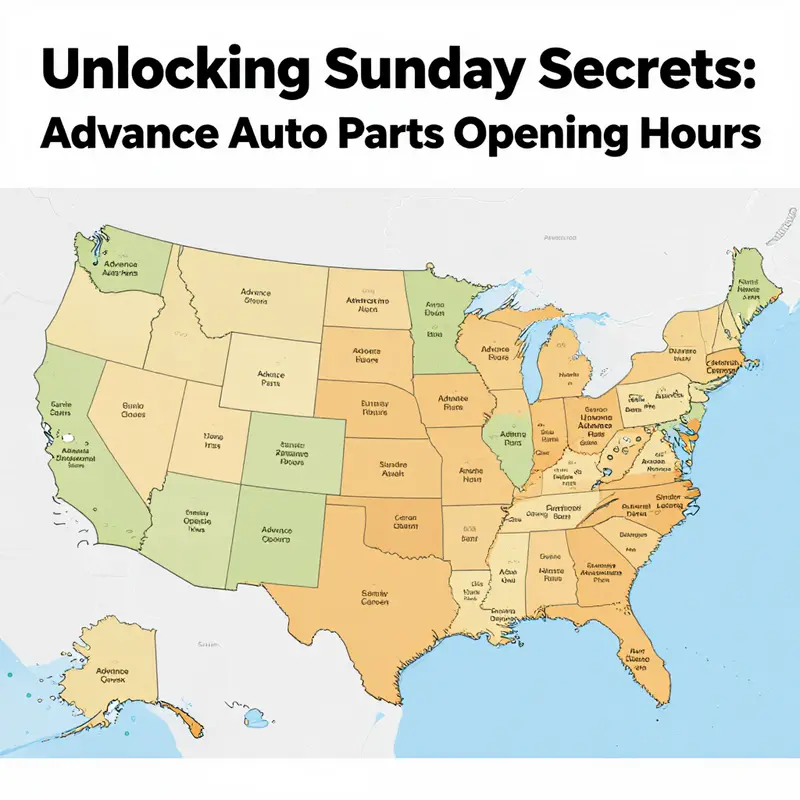 Map illustrating the variability of Advance Auto Parts’ Sunday hours across different regions.