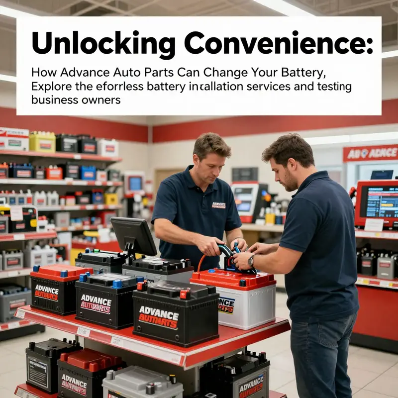 An interior view of an Advance Auto Parts store showcasing battery displays and customer service.