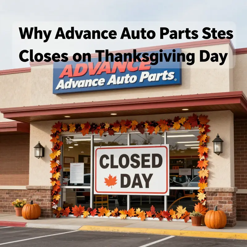 The Advance Auto Parts store showcases its Thanksgiving closure policy, emphasizing the importance of family time for employees.