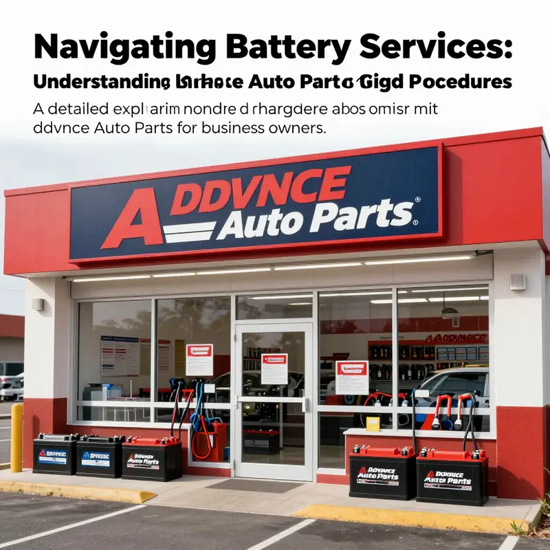 Front view of an Advance Auto Parts store with batteries and tools on display.