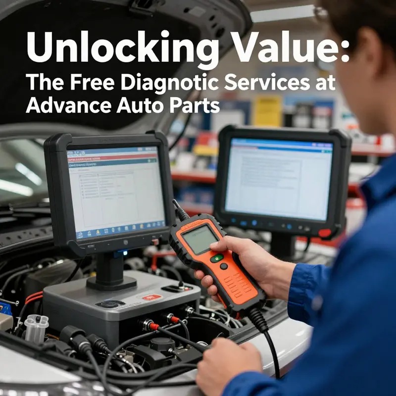 Mechanic performing a diagnostic check in an Advance Auto Parts store.