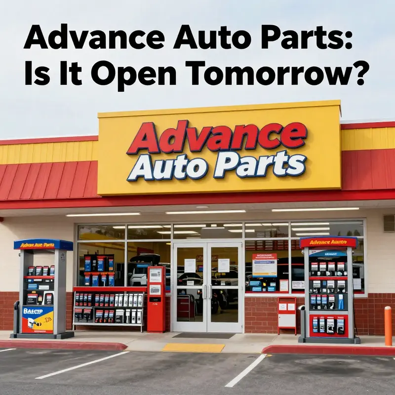 Exterior view of an Advance Auto Parts store with displayed automotive parts.