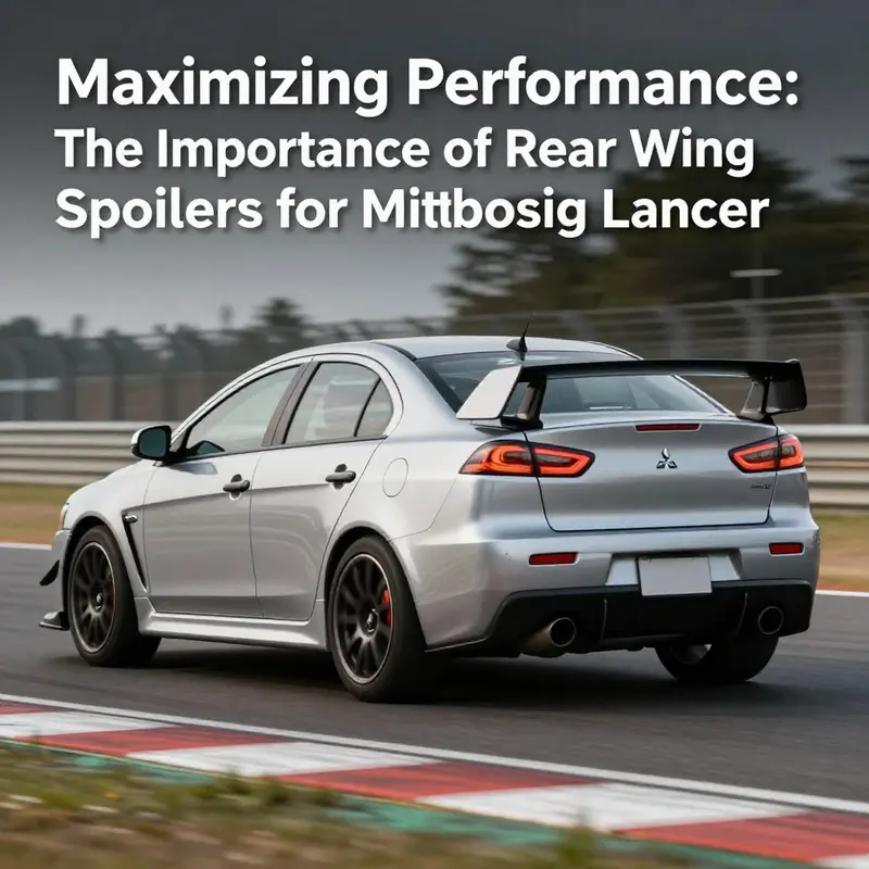 The Mitsubishi Lancer equipped with a rear wing spoiler exemplifying enhanced aerodynamic performance.