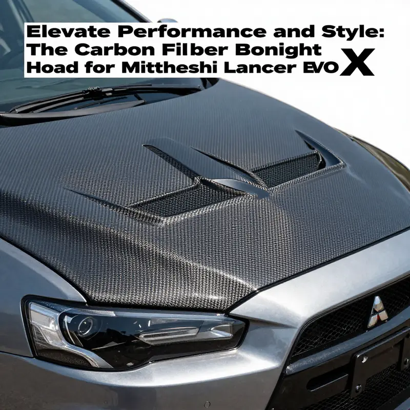 The carbon fiber bonnet hood enhances the Mitsubishi Lancer EVO X’s performance through reduced weight and improved aerodynamics.