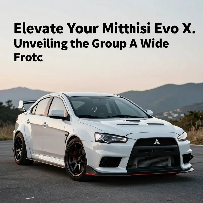 Detailed view highlighting the refined structure and high-quality materials of the Group A wide front fenders for Evo X.