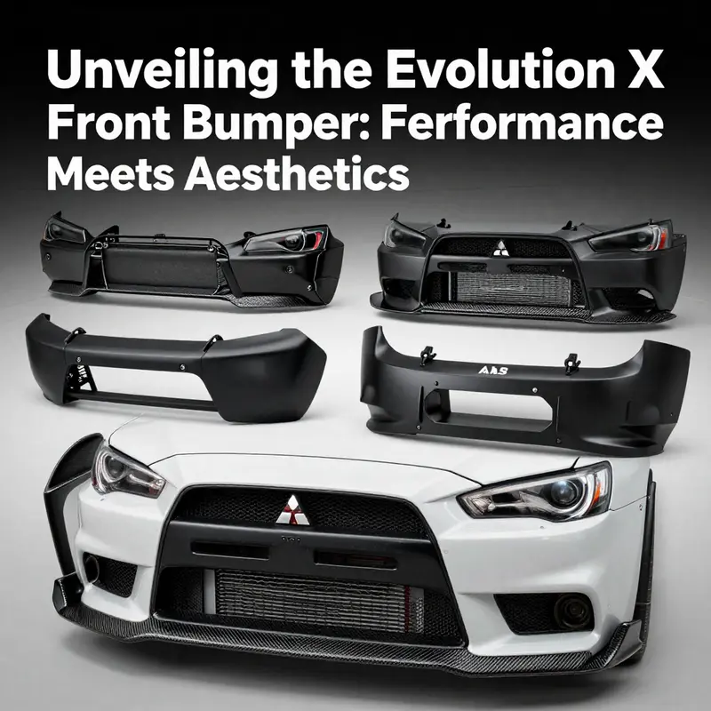 The distinctive aerodynamic profile of the Evo X front bumper enhances engine intake and cooling.