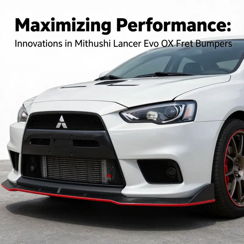A customized Mitsubishi Lancer Evo X showcasing the latest in aftermarket front bumper designs.