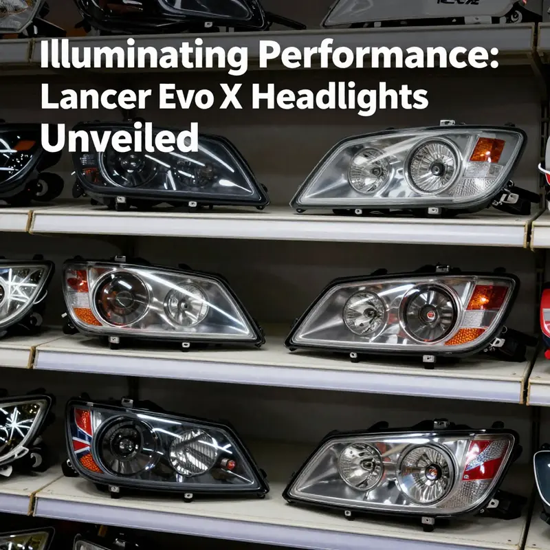 Close-up view of OEM headlights exhibiting their unique design and functionality on a Lancer Evo X.
