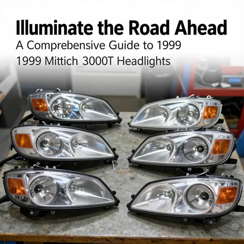 Close-up of the 1999 Mitsubishi 3000GT headlight assembly, highlighting its iconic design and specifications.