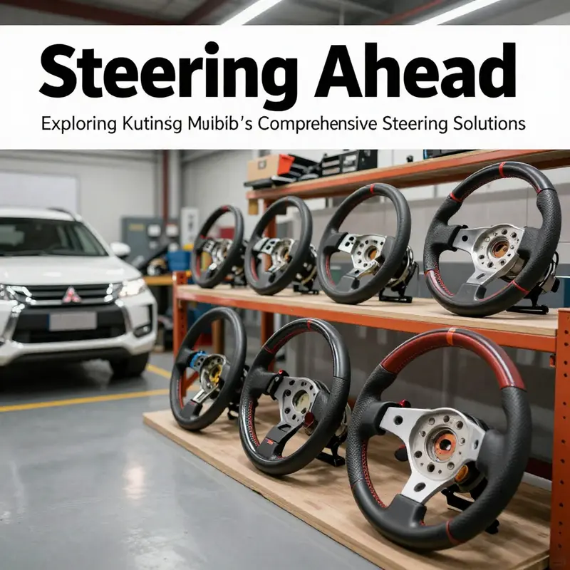 Diverse aftermarket steering wheels tailored for Mitsubishi vehicles, highlighting customization choices.
