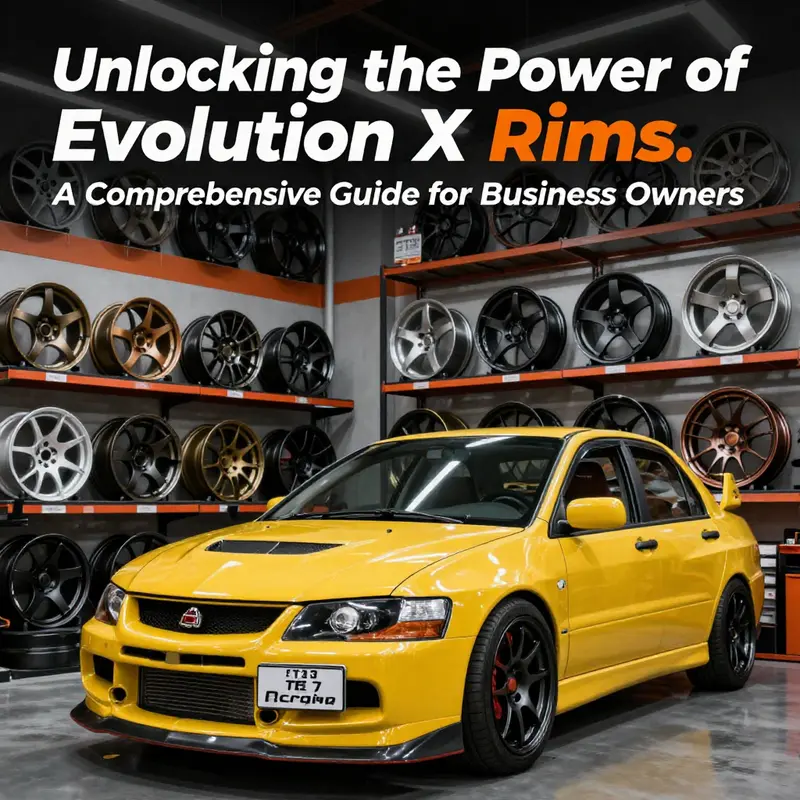 An overview of the OEM Enkei wheels standard for Mitsubishi Lancer Evolution X showcasing intricate design elements.