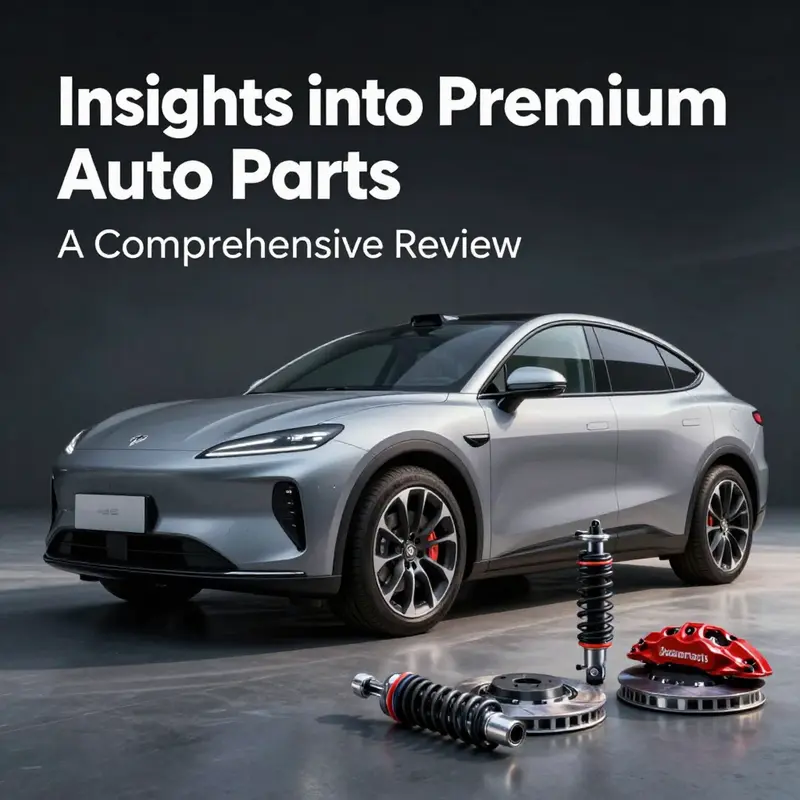 A detailed infographic illustrating various specifications and types of premium auto parts.