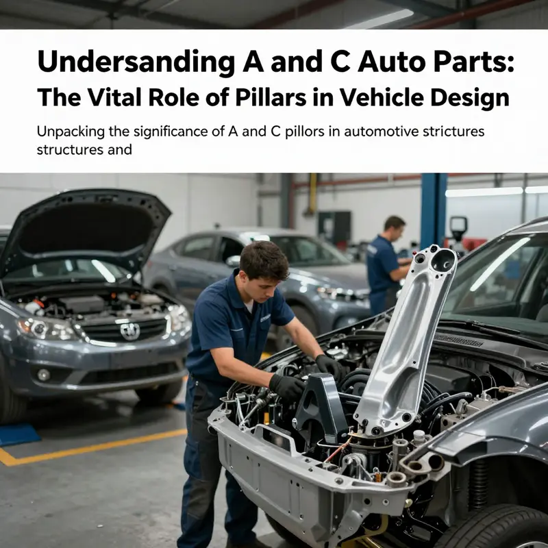 An image of a well-organized automotive workshop featuring technicians working on A and C components, emphasizing the safety and structural importance.