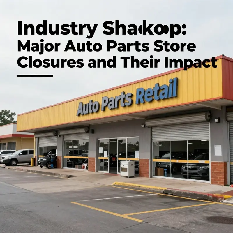A street with closed auto parts stores, symbolizing the difficult changes and closures in the retail auto parts industry.