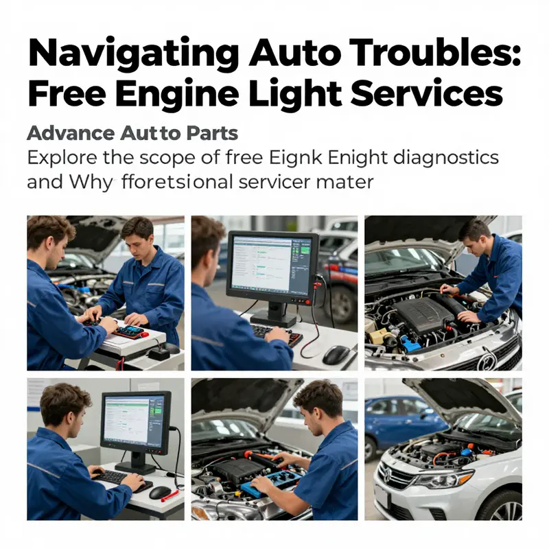 A collage depicting the detailed process of automotive diagnostics including various equipment and professionals at work.