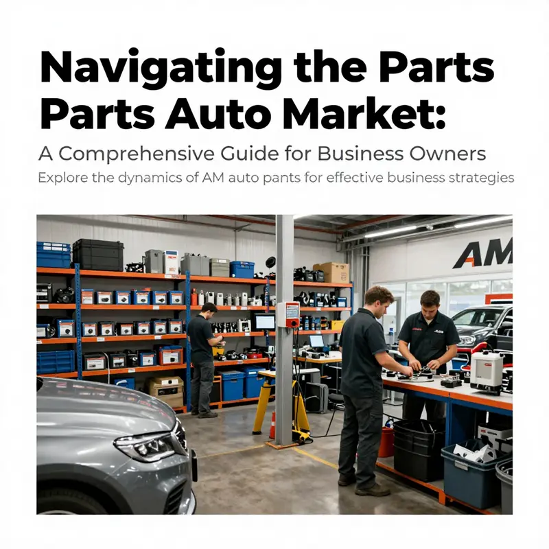 An image of an automotive workshop featuring technicians working on vehicles with relevant AM parts displayed.