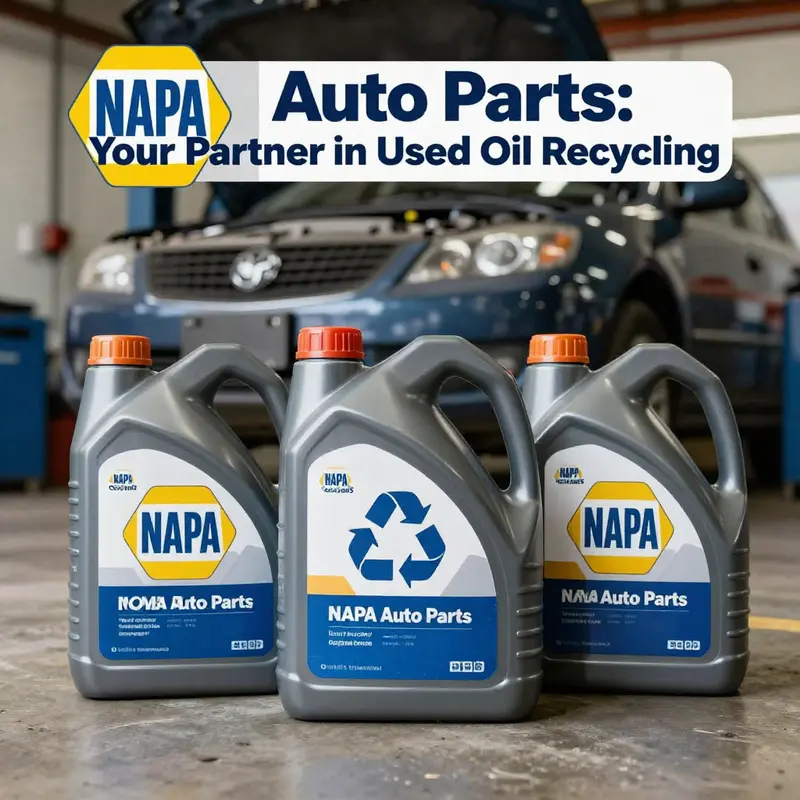 Containers of used oil next to an automotive garage, emphasizing recycling in the automotive industry.