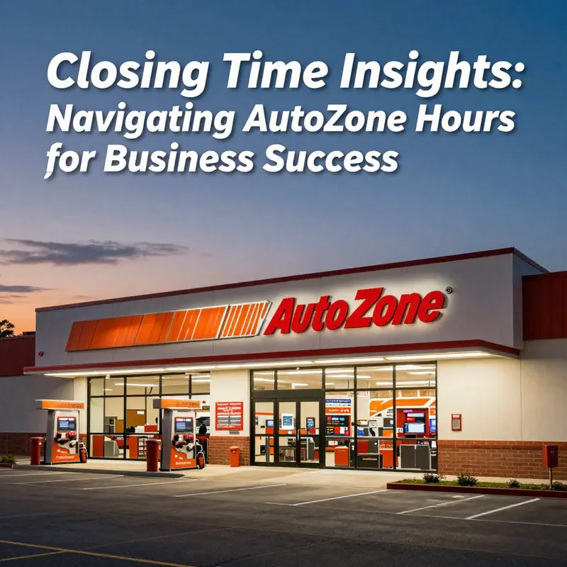 An illuminated AutoZone store during twilight showcasing the theme of closing hours.